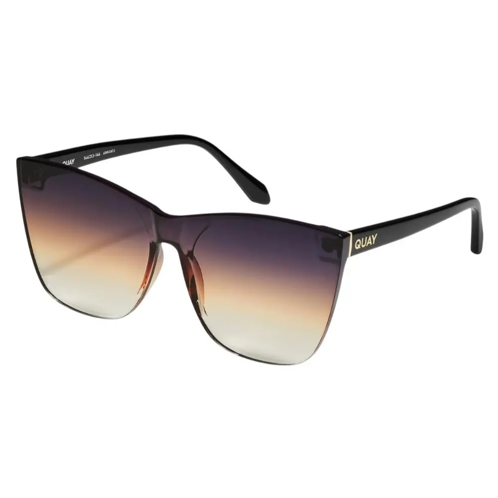 Quay Australia Come Thru Cat Eye Sunglasses Shield Oversized Black Dusk Poppy