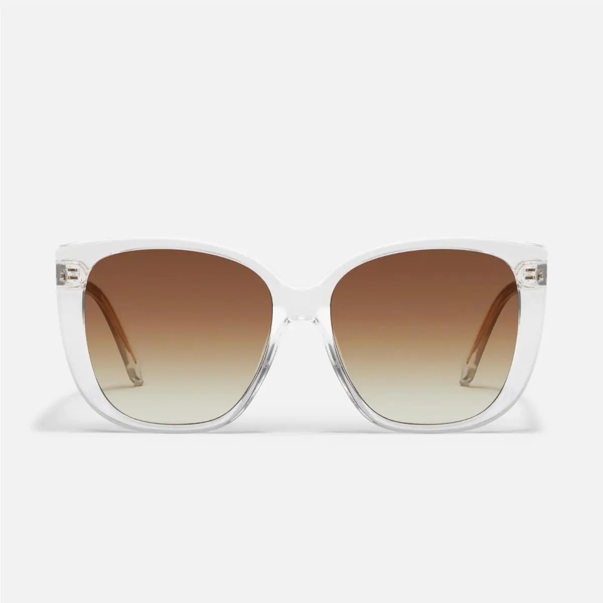 Quay Women`s Ever After NO-NS-2412 Clear Frame / Sepia Brown Lenses Sunglasses