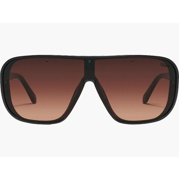 Quay Sunglasses Shield Center Stage - Oversized Black Frame Chocolate Paprika