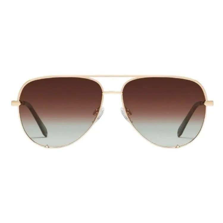 Quay Australia High Key Sunglasses Gold Frame / Brown Fade Polarized Lens 56mm
