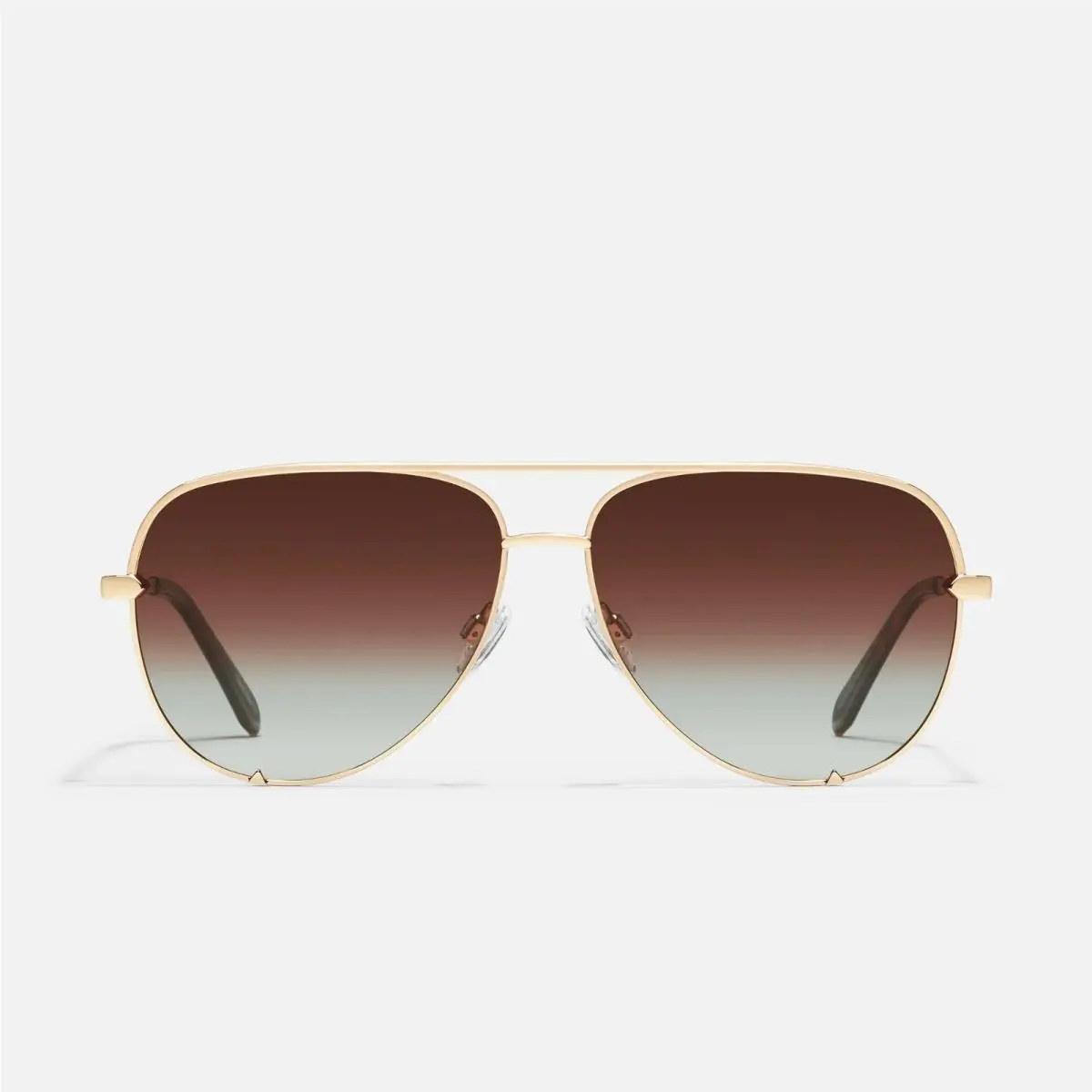 Quay Australia High Key Sunglasses Gold Frame / Brown Fade Polarized Lens 56mm