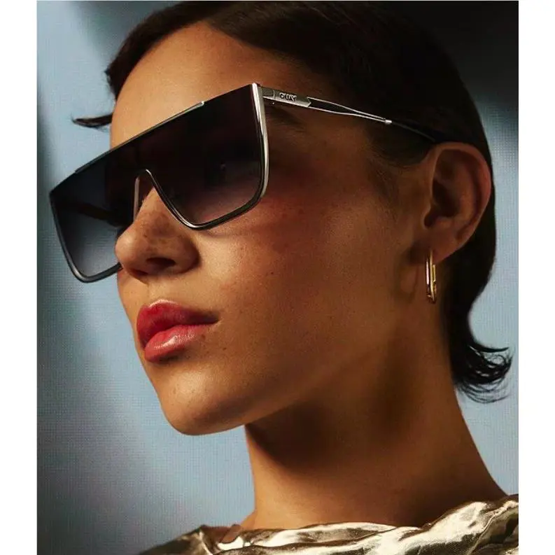 Quay Australia Nightfall Chrome Frame Black Fade Sunglasses Unisex 54mm Shield