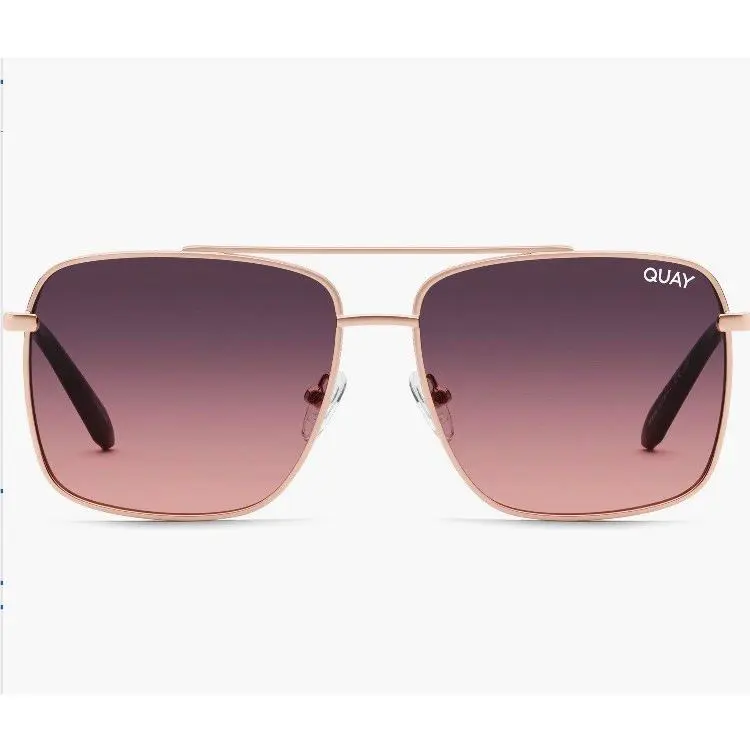 Quay Australia Navigator Sunglasses Hot Take Rose Gold Gradient Smoke / Pink