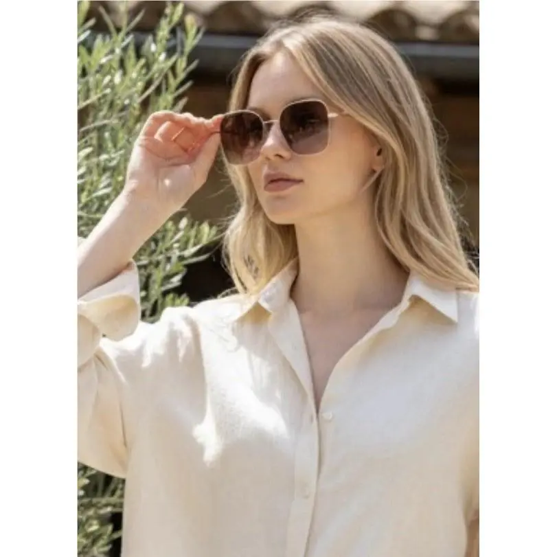 Quay Australia Sunglasses 5th Avenue Square Brushed Gold Frame/plum To Pink Lens