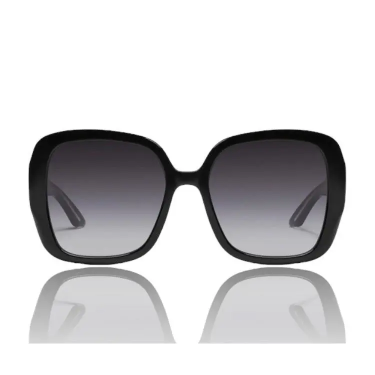 Quay Australia Full Glam Sunglasses Oversized Square Black Frame Black Fade Lens