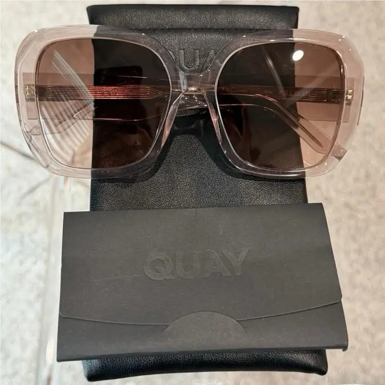 Quay Australia Full Glam Sunglasses Oversized Square Doe Frame Fawn Brown Lens by QUAY