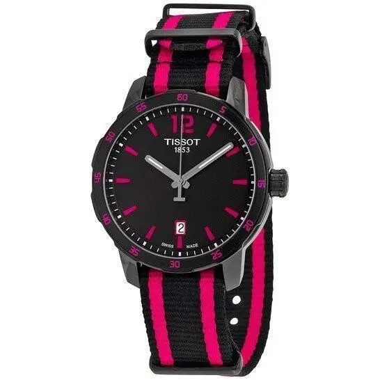 Tissot Quickster 40mm Black and Hot Pink Nylon Women`s Watch T0954103705701