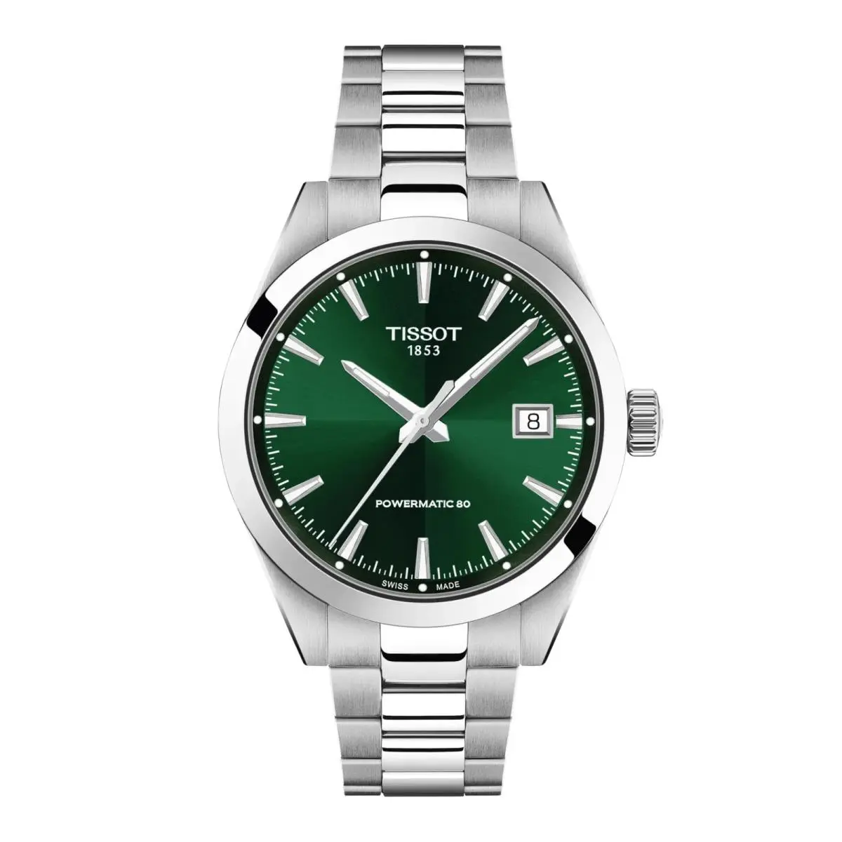 Tissot Gentleman Green Dial Stainless Men`s Watch T1658071109100 - Dial: Green, Band: Gray