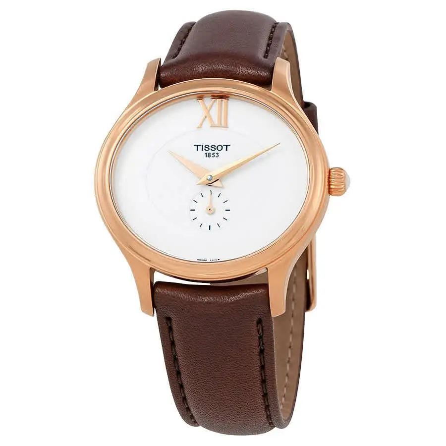 Tissot Bella Ora Silver Dial Ladies Watch T103.310.36.033.00 - Dial: Silver, Band: Brown, Bezel: Pink