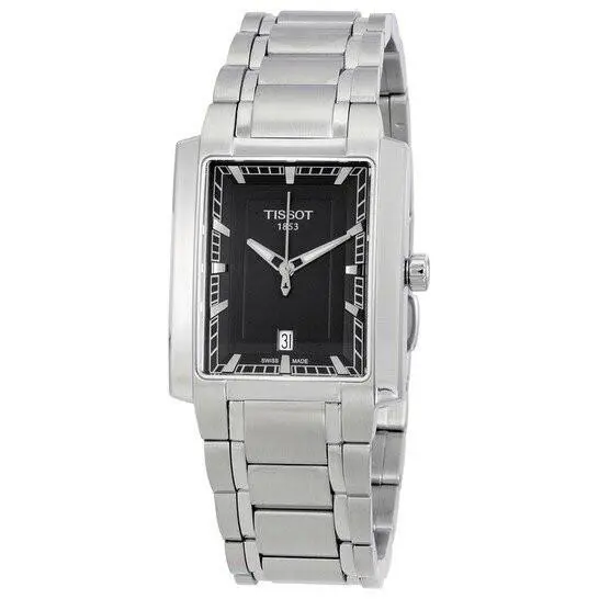 Tissot Txl Black Dial Stainless Steel Men`s Watch T0615101106100 - Dial: Black, Band: Silver, Bezel: Silver