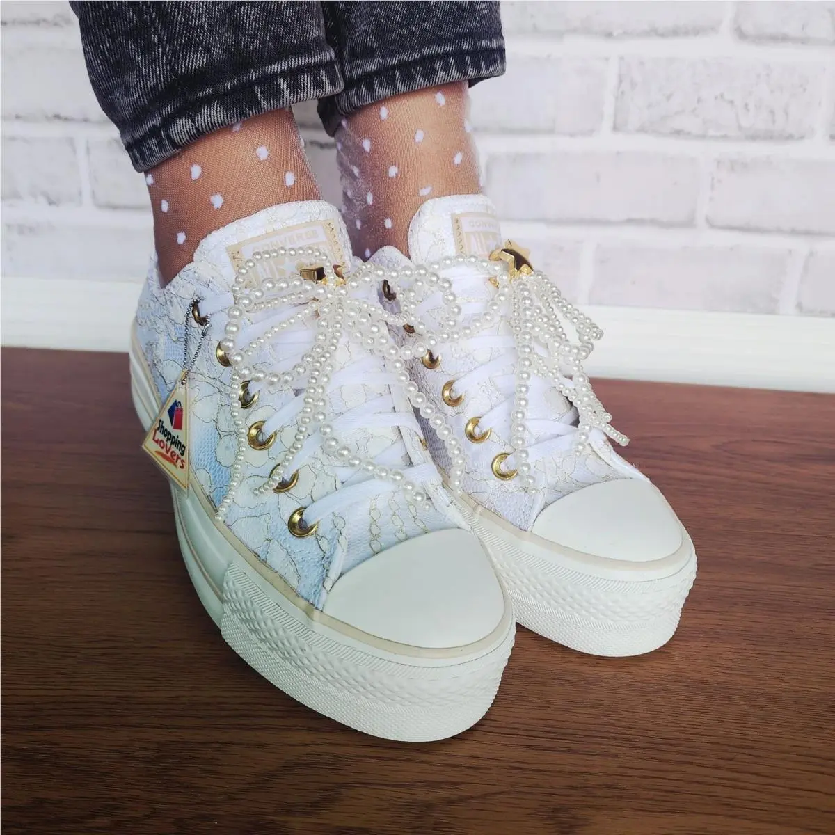 ⭐converse Chuck Taylor Platform Pearls Lace 9 Women Shoes Party Sneaker A15197C by Converse