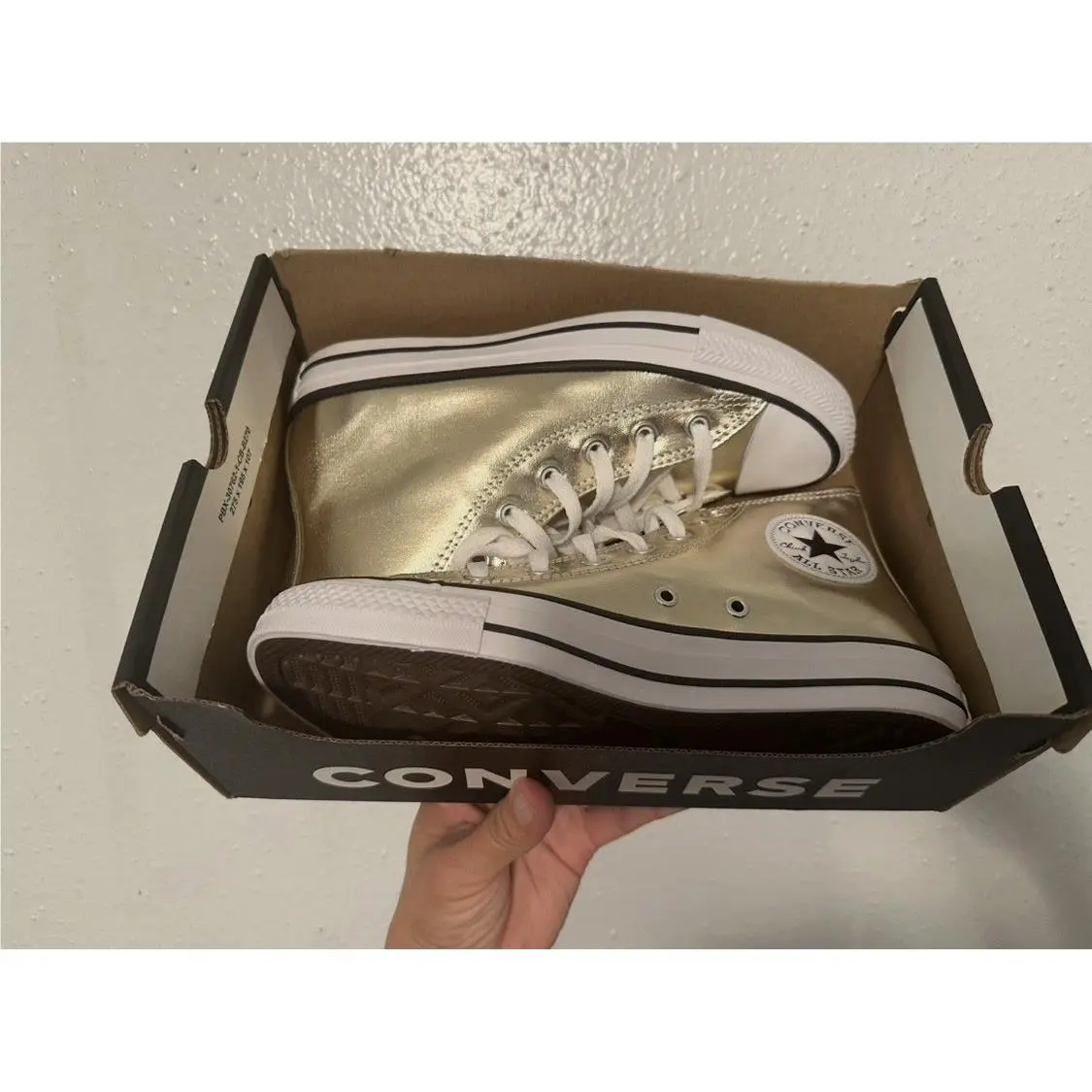Size 9 Women’s - Converse Chuck Taylor. Color-metallic Light Gold/white