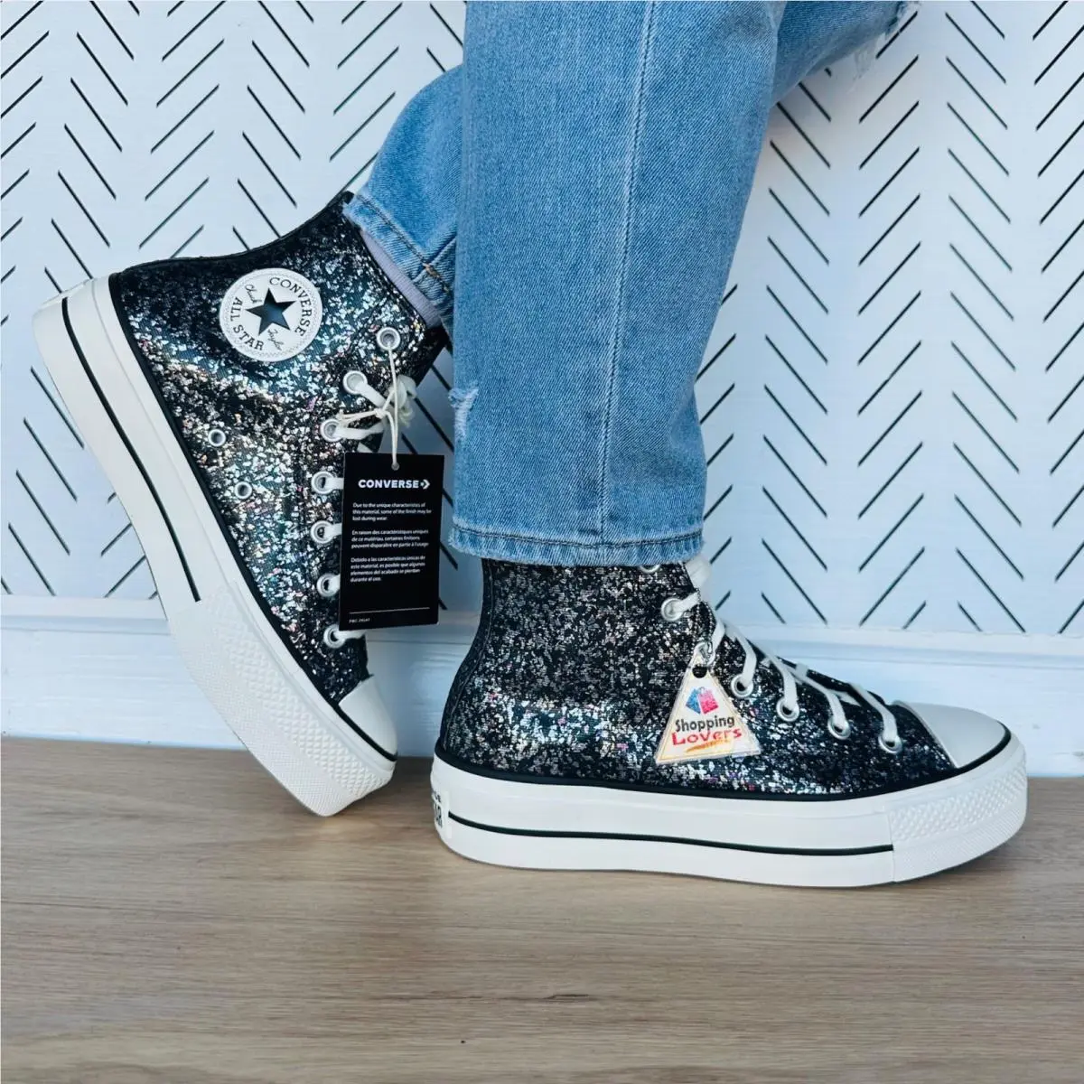 ⭐converse Chuck Taylor All Star Lift Hi 8.5 Women Shoes Glitter Sneakers A09551C