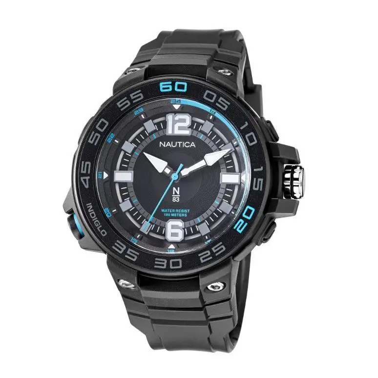 Nautica Coronado Bay 48mm N83 Stainless Steel Black Men`s Watch NAPCNF109