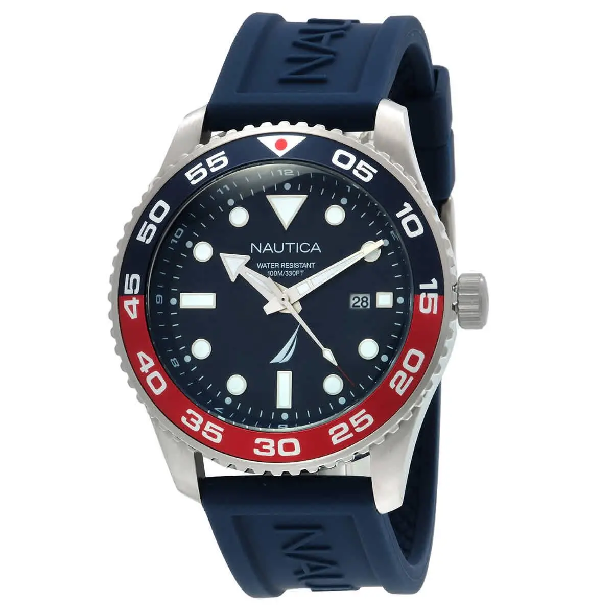 Pacific Beach Quartz Blue Dial Pepsi Bezel Men`s Watch NAPPBF144 by Nautica