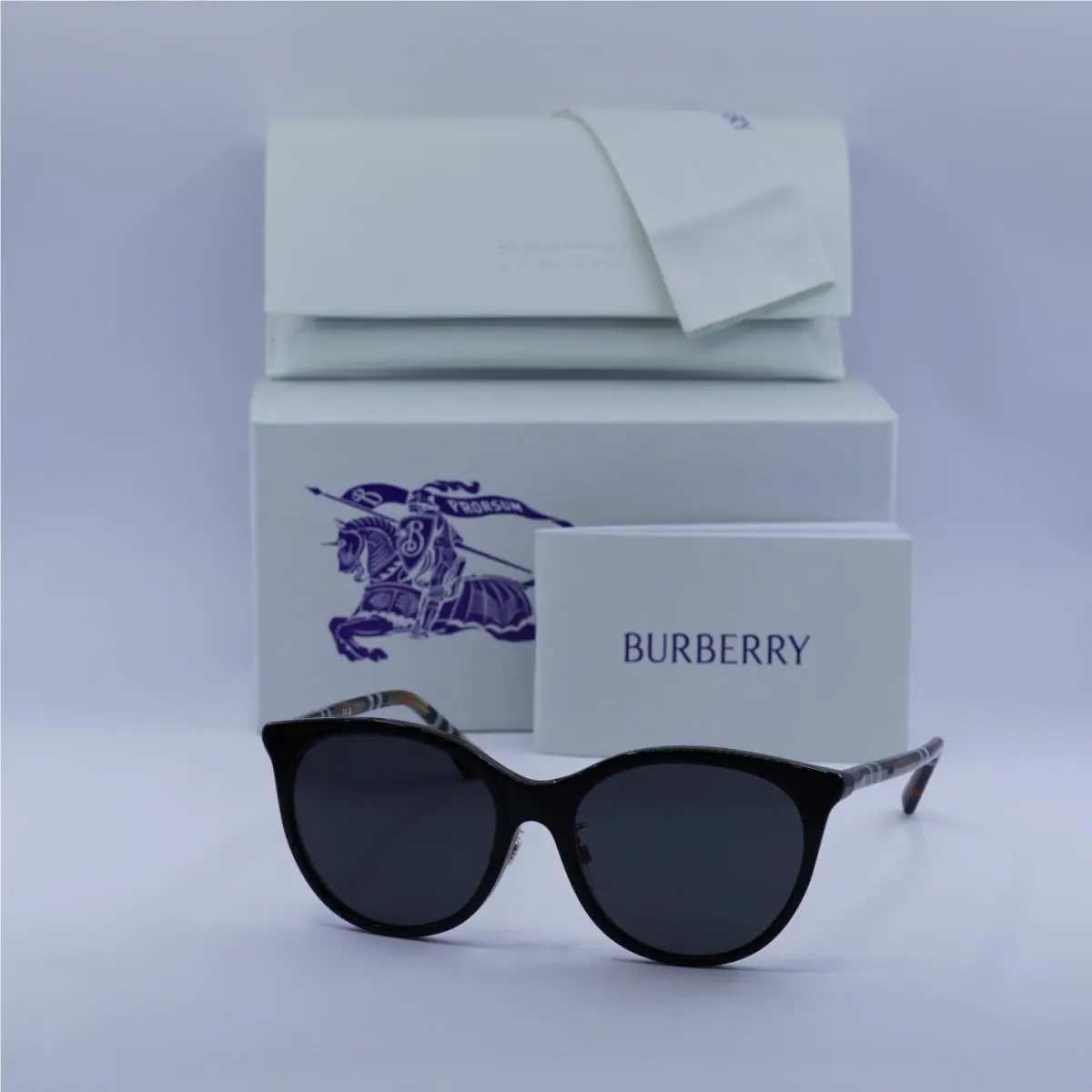 Burberry BE4464D 416187 Black/check Sand/dark Grey 56-18-145 Sunglasses