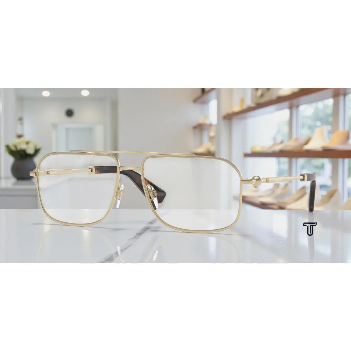 Burberry BE1391 1109 Light Gold Demo Lens 56 mm Men`s Eyeglasses