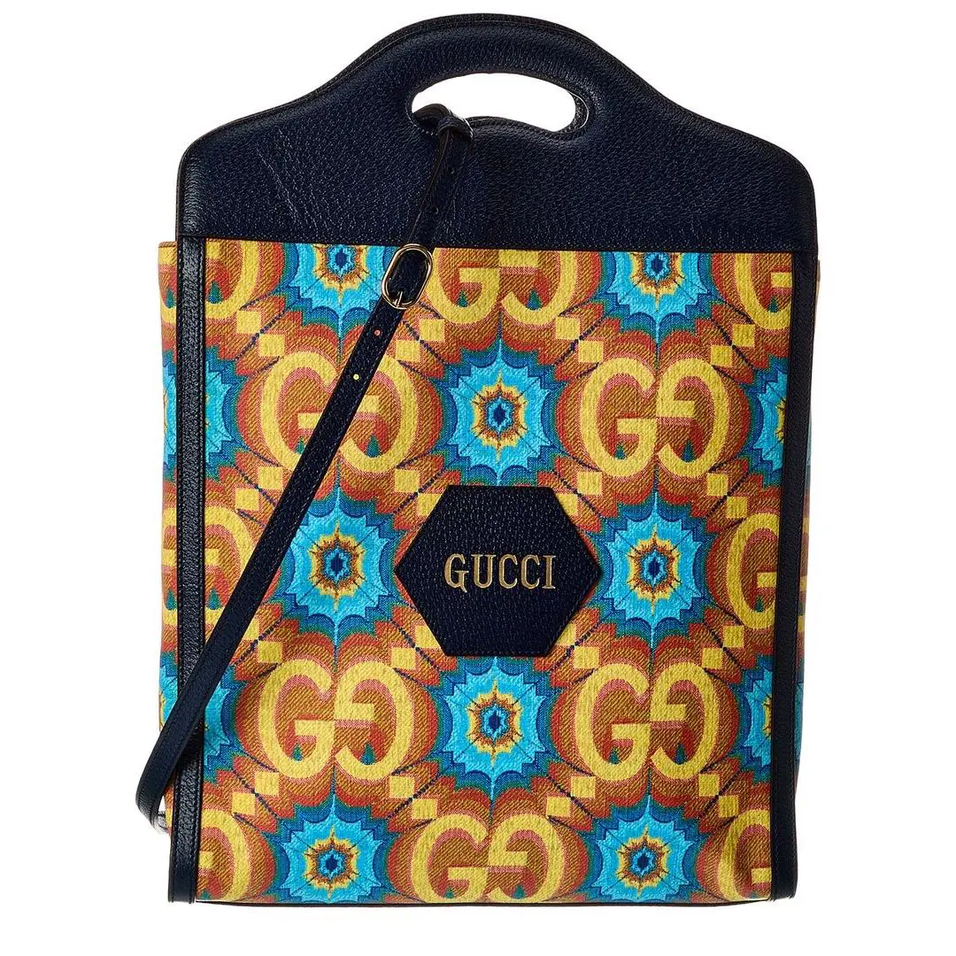 Gucci Centennial 100 Medium Leather Tote Women`s Blue