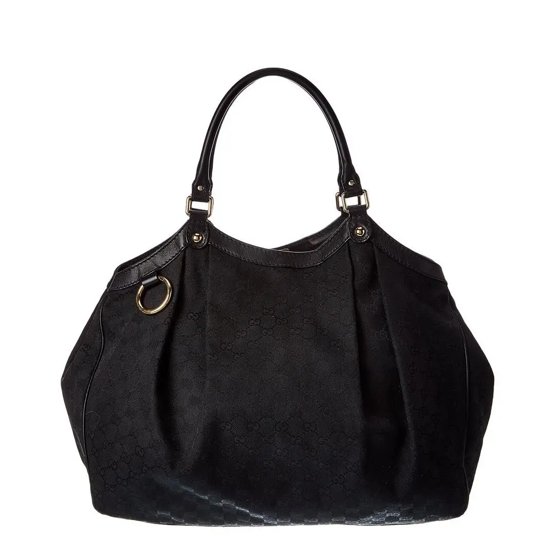 Gucci Black Gg Canvas Large Sukey Tote Pre-loved Women`s