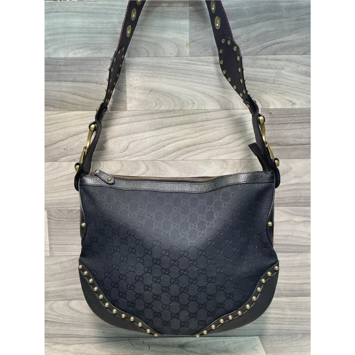 Gucci Pelham Half Moon Studded Shoulder Bag - Vintage A1D015600