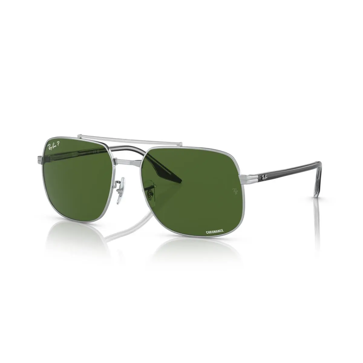 Ray-ban RB3699 Polished Silver/dark Green Polarized Chromance 59 mm Sunglasses - Frame: Polished Silver, Lens: Dark Green