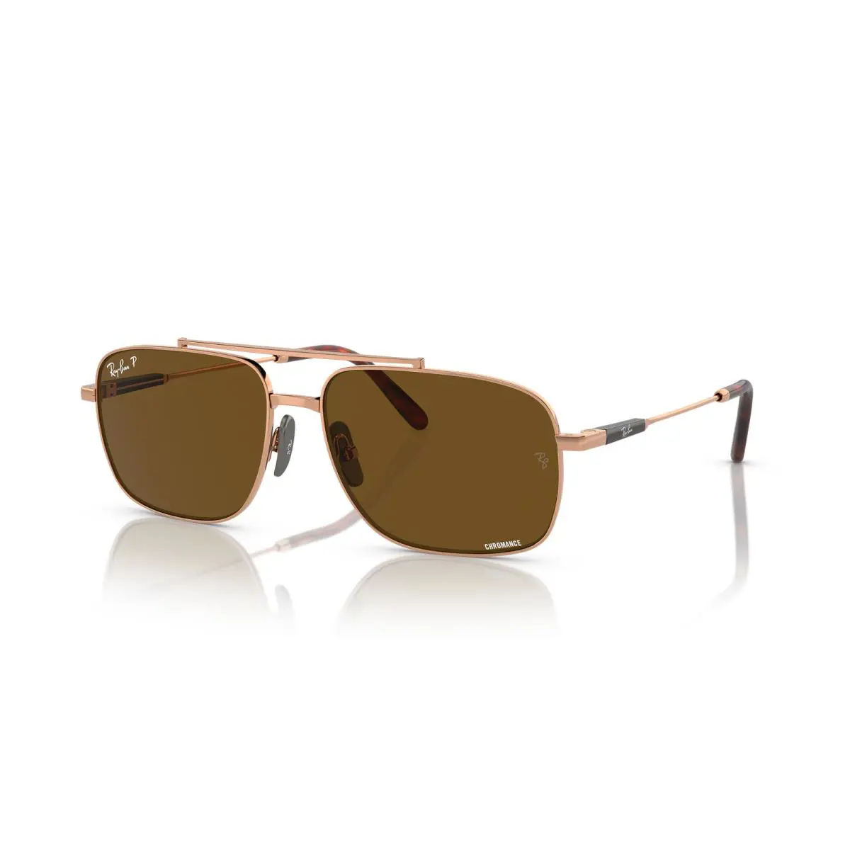 Ray-ban Michael Titanium Light Brown/brown Polarized Chromance 59 mm Sunglasses - Frame: Polished Light Brown, Lens: Brown