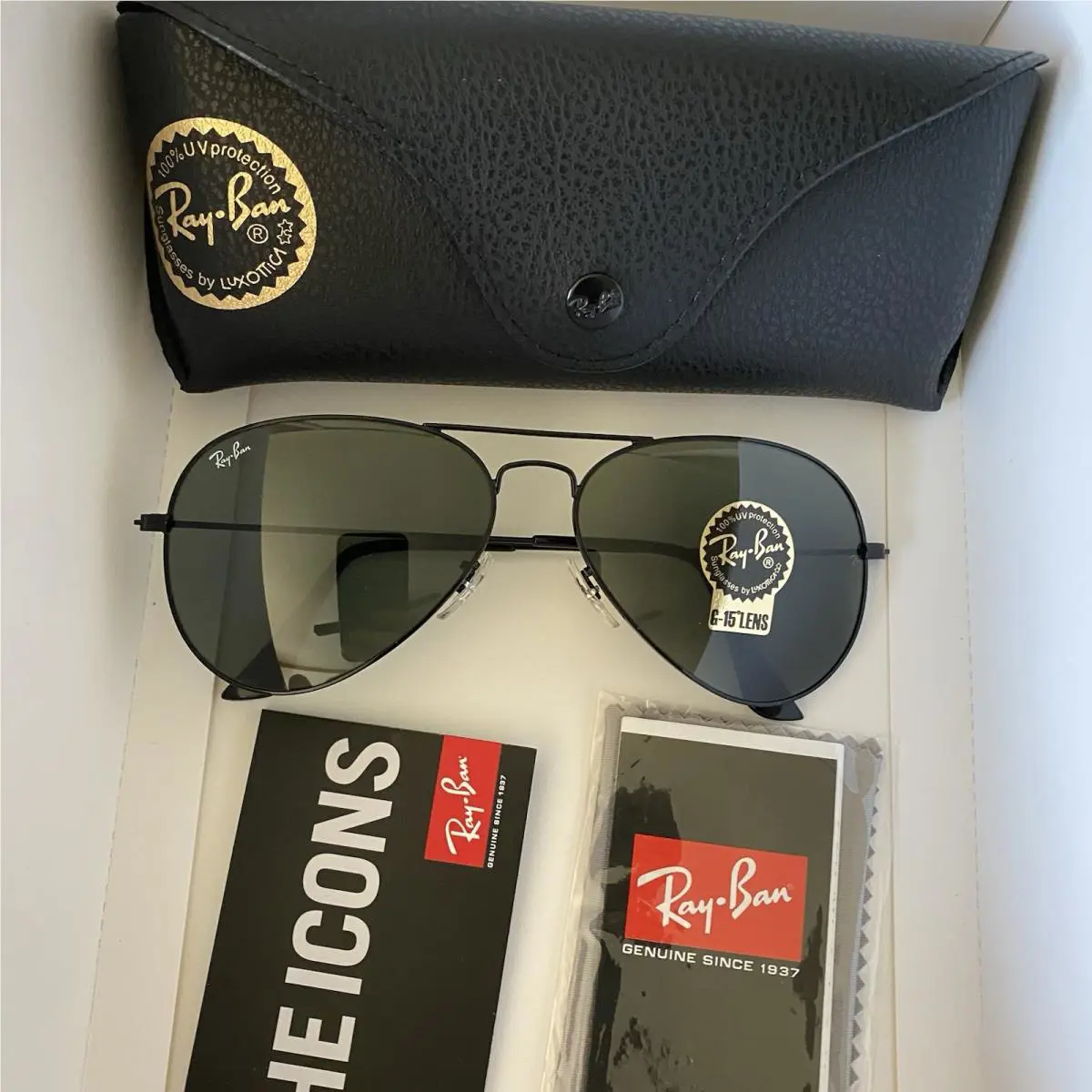 Ray-ban Aviator Large Metal RB3025 L2823 58mm Black with G-15 Green Lenses