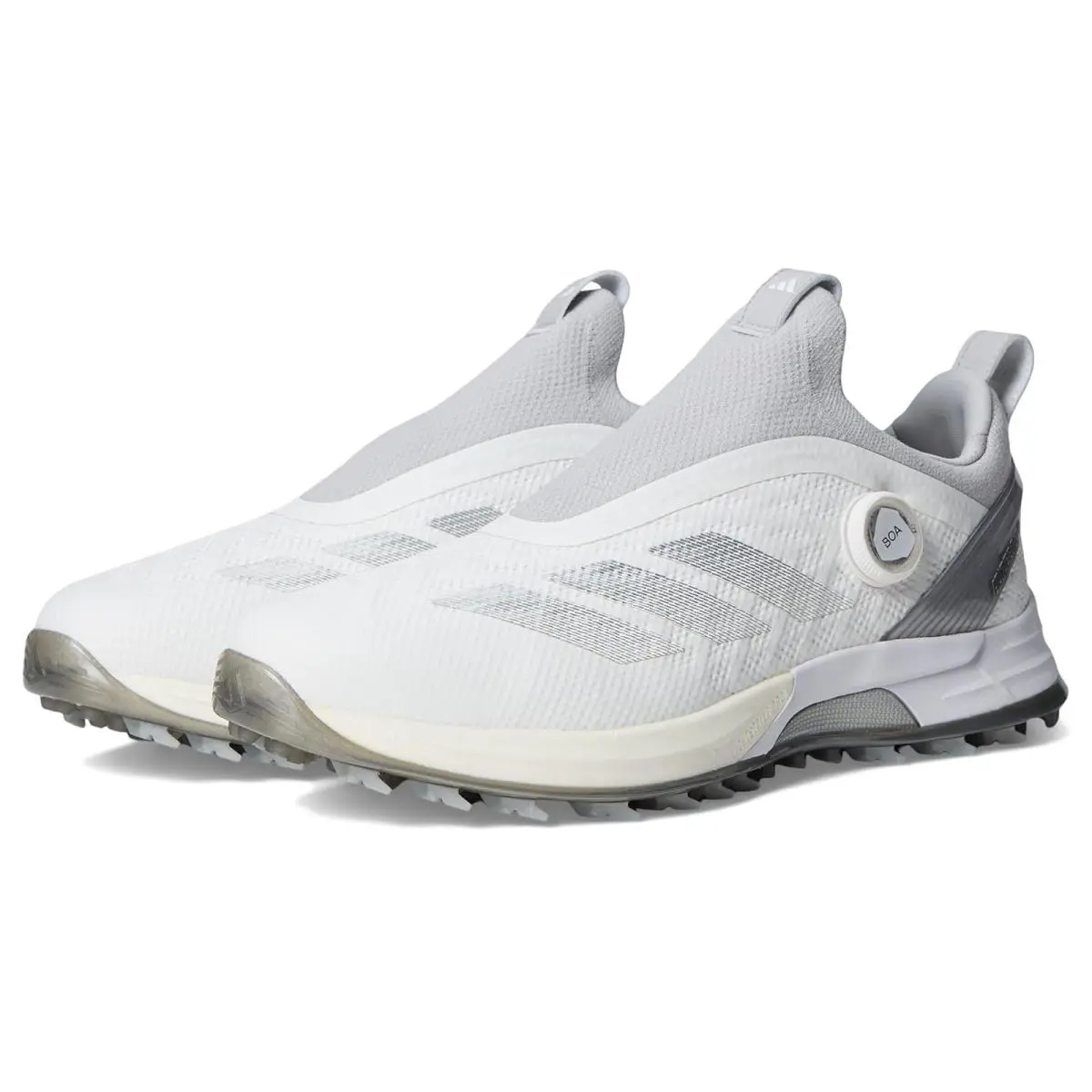 Man`s Shoes Adidas Golf Adizero ZG Boa Spikeless Golf Shoes - Footwear White/Silver Metallic/Light Solid Grey