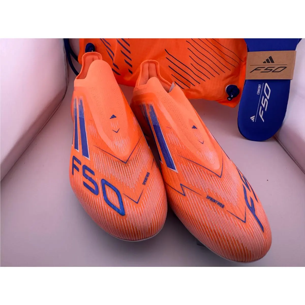 Adidas shoes - adidas F50 Elite LL FG - JH7626 - Beam Orange / Lucid Blue / Cloud White 9