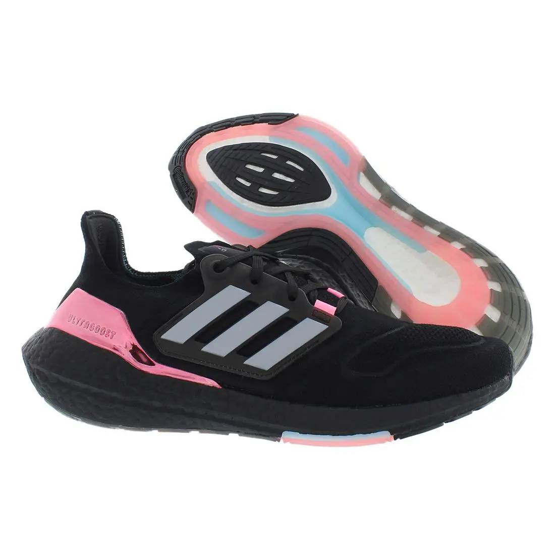 Adidas Ultraboost 22 Womens Shoes - Core Black/Metallic Silver/Pink, Main: Black