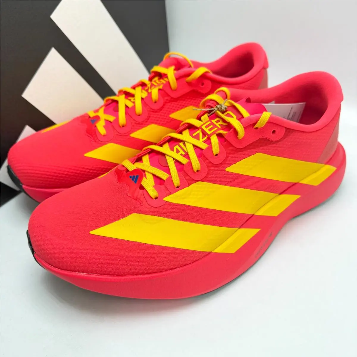 Adidas Adizero Evo SL Woven M Lucid Red Bold Gold JQ4442 Men`s sz 8-13
