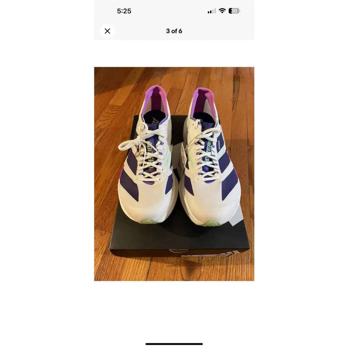 Adidas shoes - adidas Adizero Adios Pro 4 - JR1656 - White, Manufacturer: Core White/Collegiate Purple/Lime Burst 6