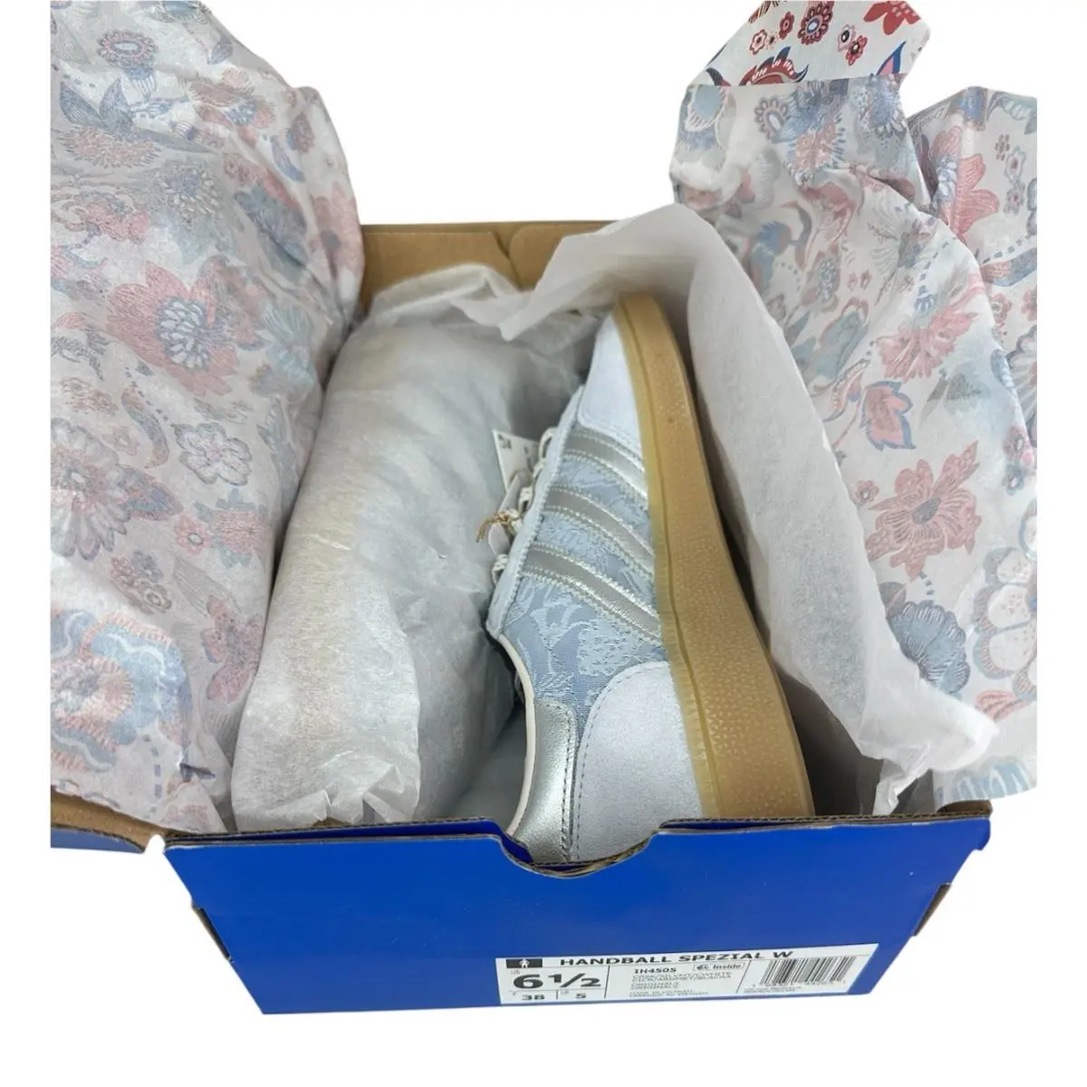 Adidas Handball Spezial Crystal Sky Silver Women Size 6.5 Floral Pattern