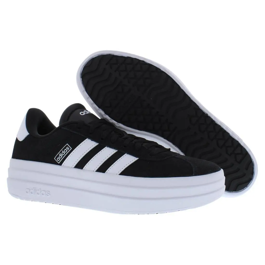 Adidas VL Court Bold Suede Womens Shoes Size 8 Color: Core Black/cloud - Core Black/Cloud White/Cloud White, Main: Black