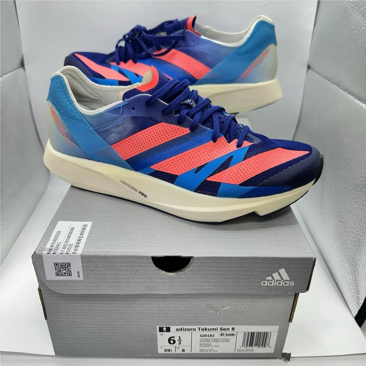 Adidas Adizero Takumi Sen 8 Legacy Indigo Turbo Men’s Running Shoe Size 6.5 - Blue
