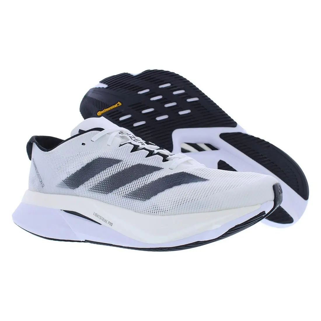Adidas Adizero Boston 12 Mens Shoes Size 8.5 Color: Footwear White/core - Footwear White/Core Black/Night Metallic, Main: White
