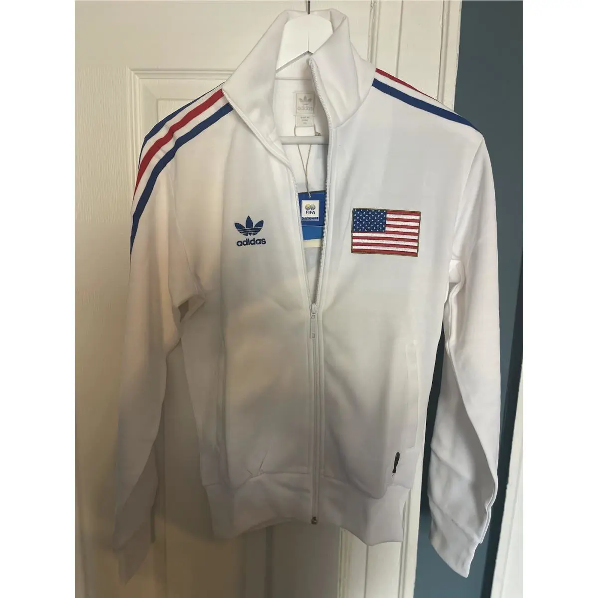 Adidas Track Jacket Fifa World Cup Usa White Y2K Classic Rare Small Vintage