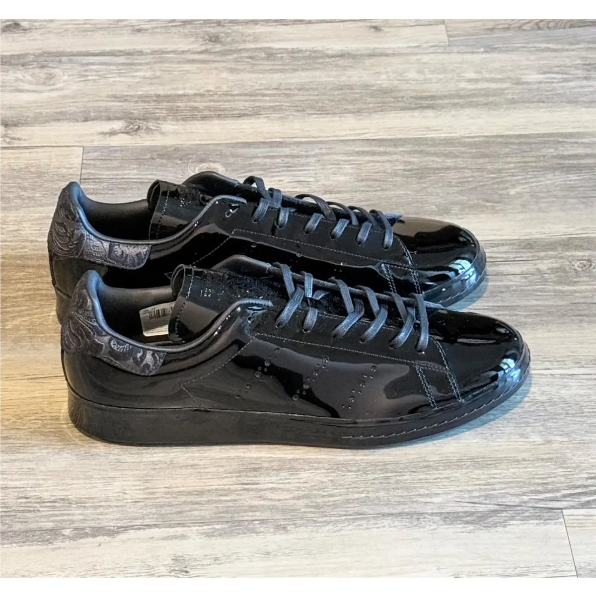 Adidas Stan Smith Black Patent Leather BY1607 Triple Black Size 13 Rare Glossy O
