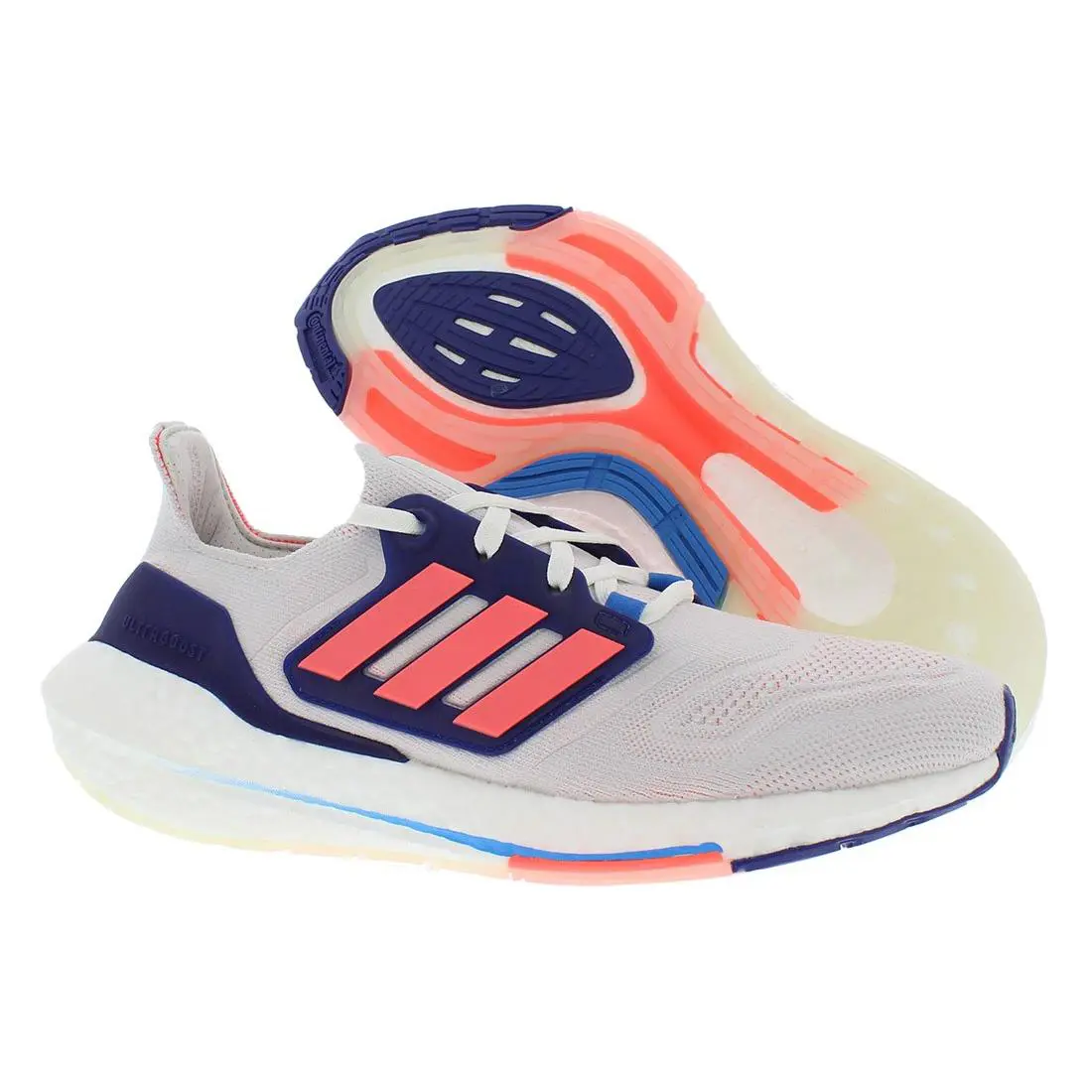 Adidas Ultraboost 22 Womens Shoes Size 9.5 Color: Crystal White/turbo/indigo - Crystal White/Turbo/Indigo, Main: White