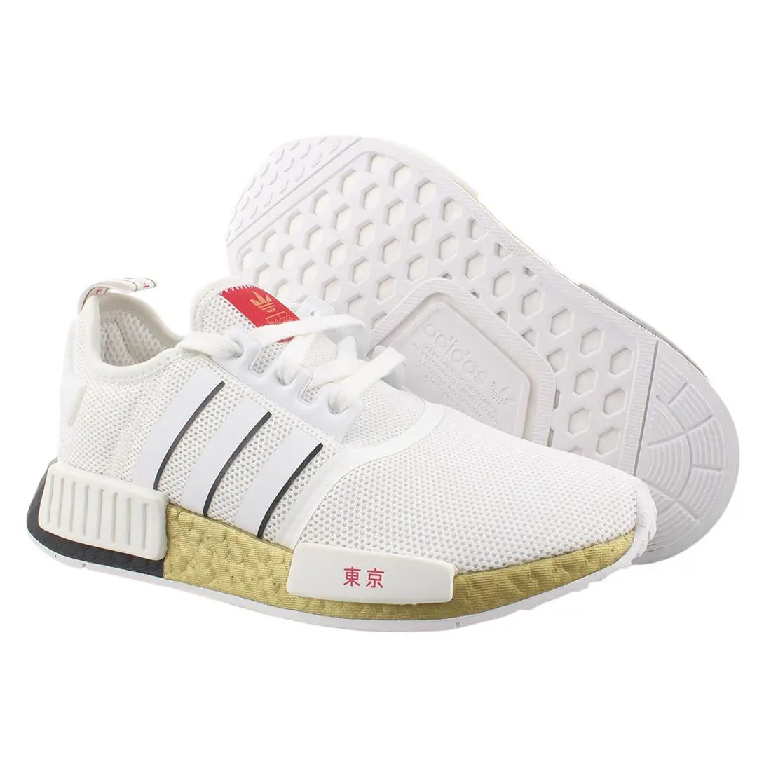 Adidas NMD_R1 Mens Shoes Size 5 Color: White/gold/black - White/Gold/Black, Main: White