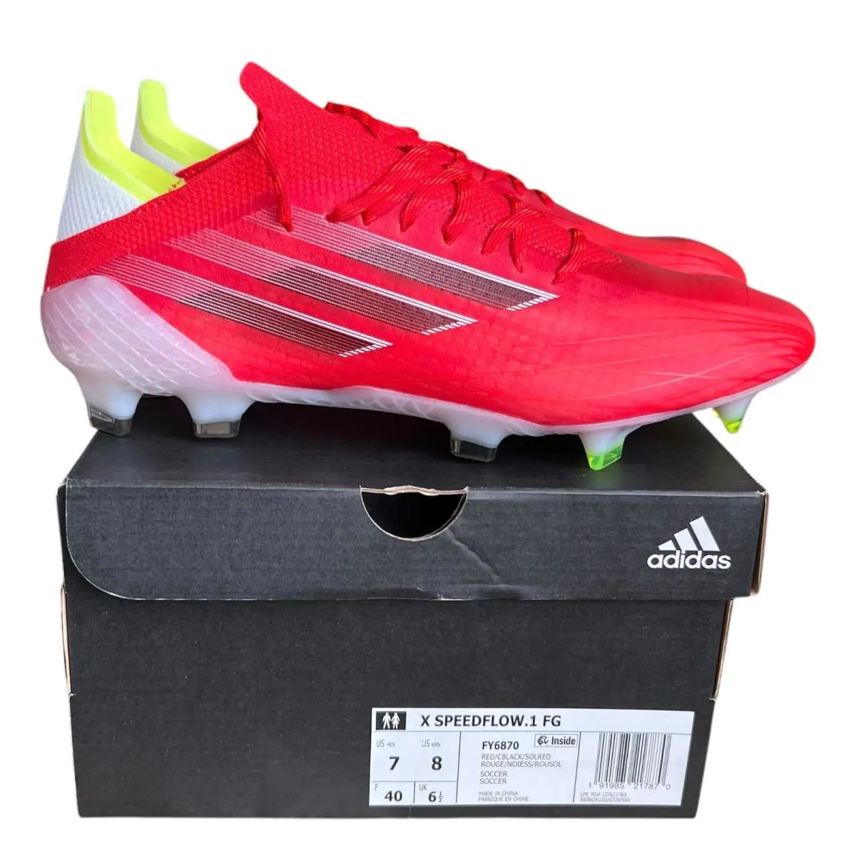 Adidas X Speedflow.1 FG Size 7 Men`s Soccer Cleats Solar Red FY6870 Nby - Red/White