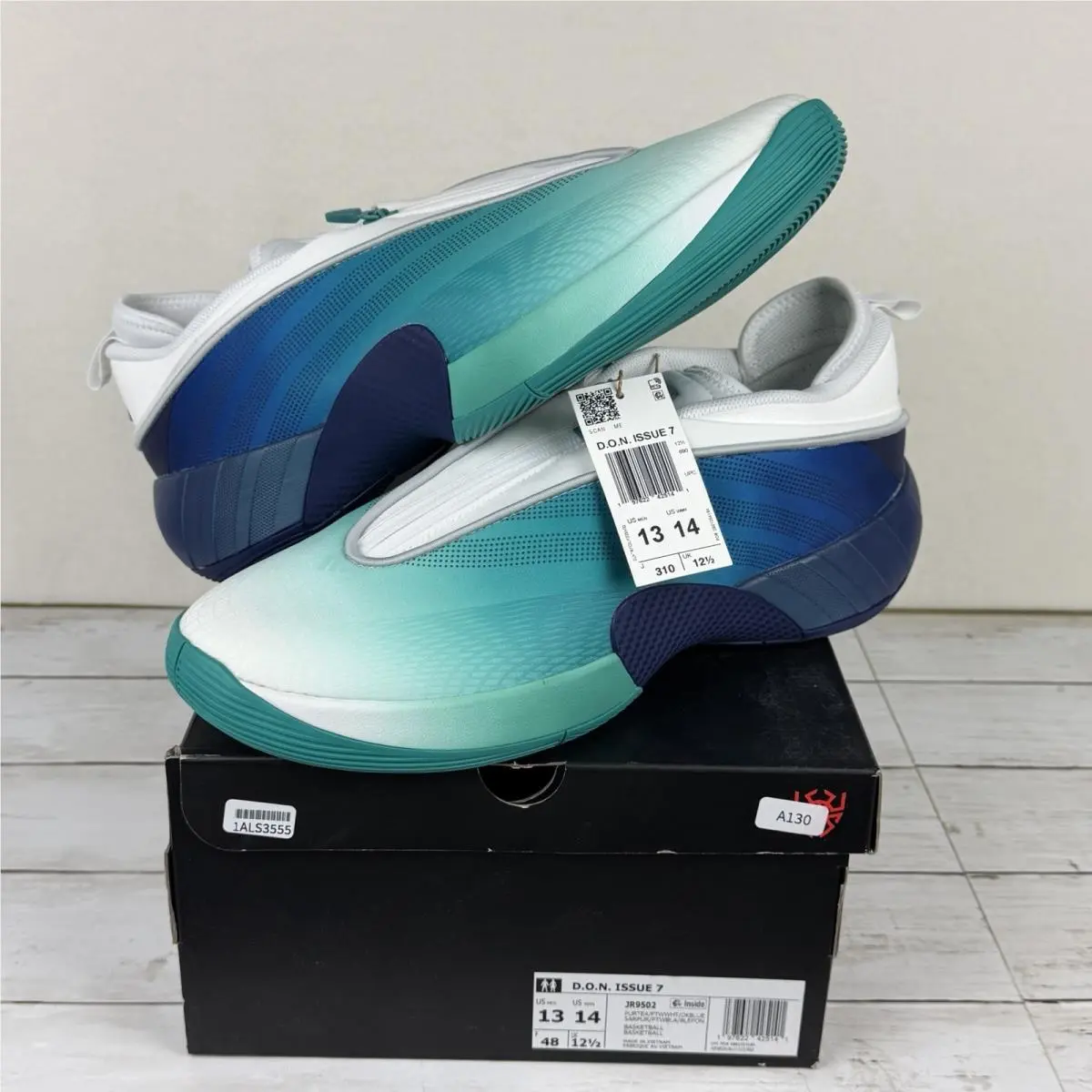 Adidas Men`s Teal White Blue D.o.n. Issue 7 Basketball Shoes JR9502 Size 13 - Multicolor