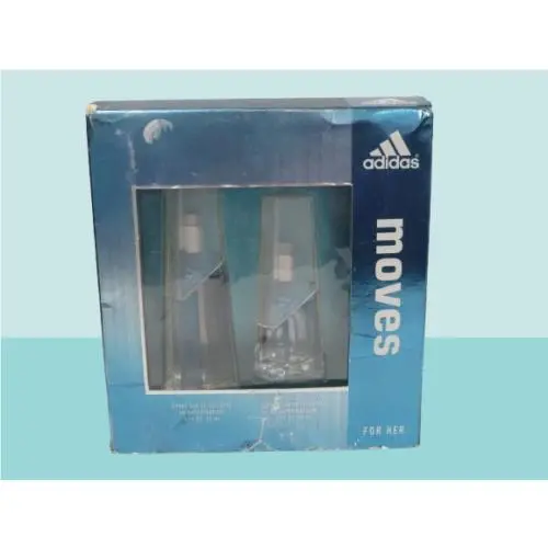 Adidas Moves For Her 2PC Gift Set Spray Edt 1 OZ Spray Edt 0.5 OZ
