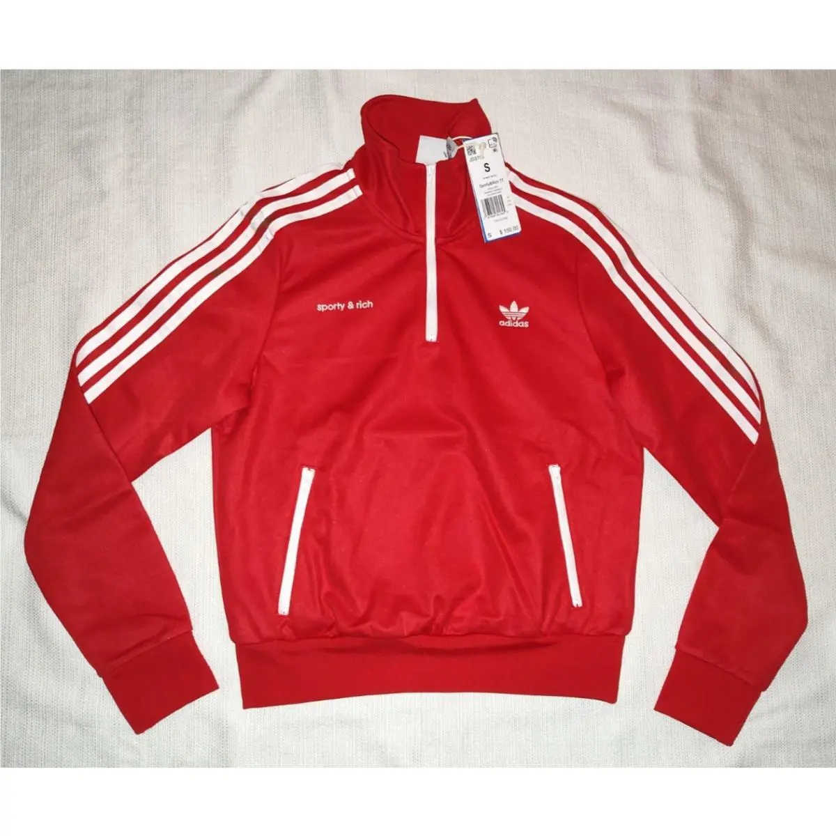 Adidas X Sporty Rich Women`s 1/4 Zip Track Top Jacket Shirt JD3766 Small