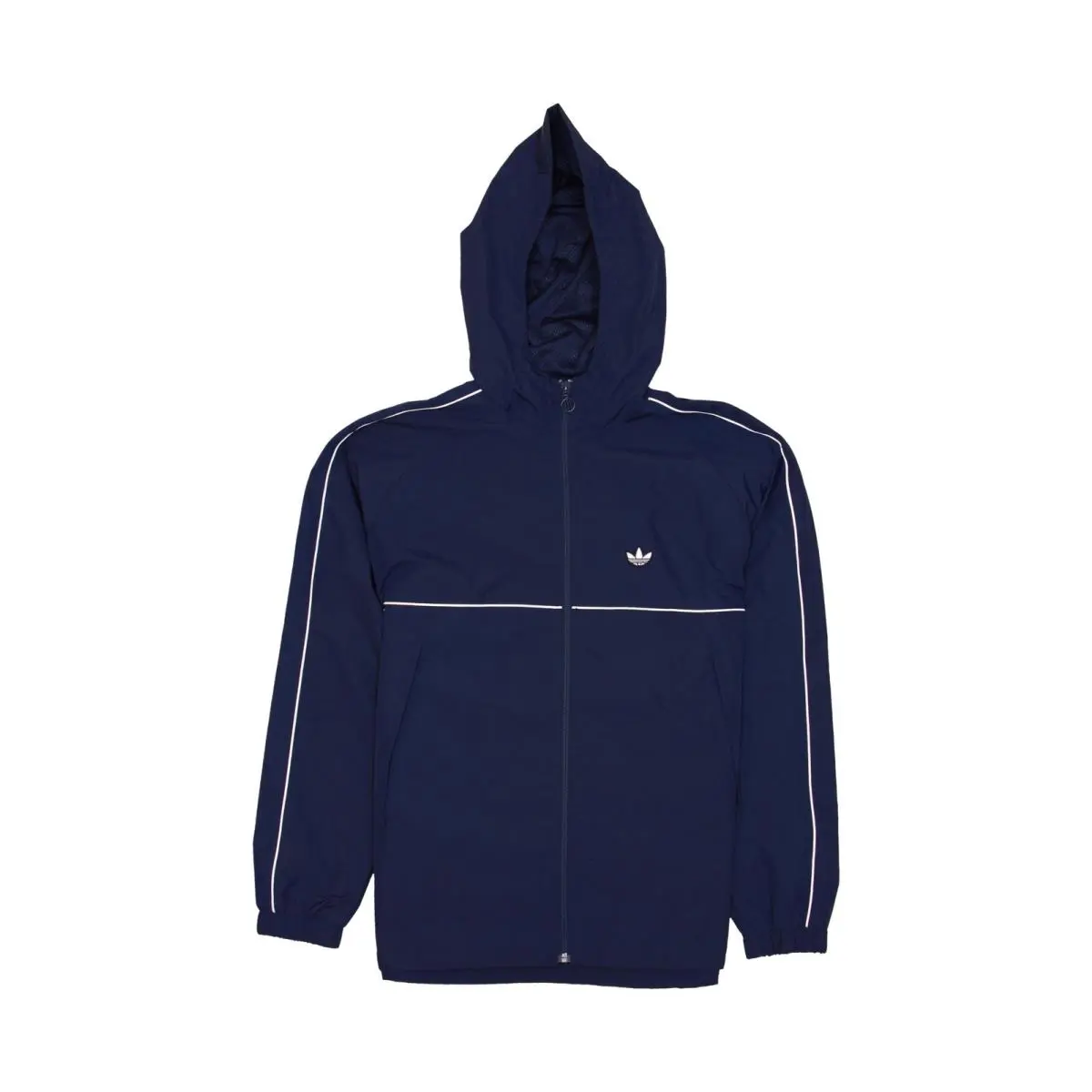 Adidas Mens Hooded Jacket S Navy Nylon Full Zip Solid Sportswear Athleisure