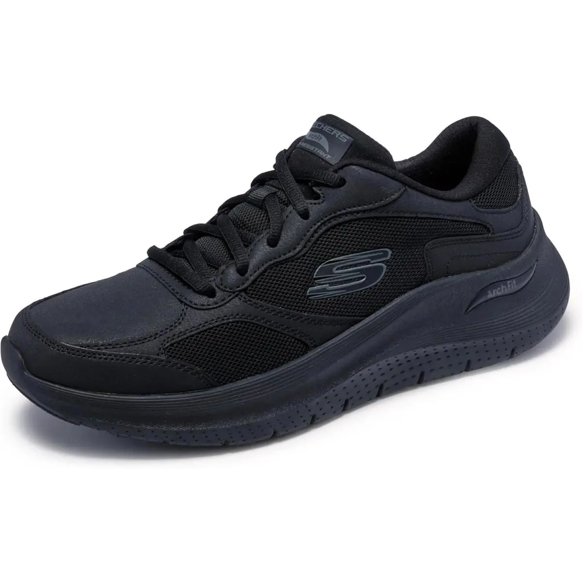 Skechers Mens Arch Fit 2.0 Slip Resistant Mesh Leather Lace Up Work Sneakers