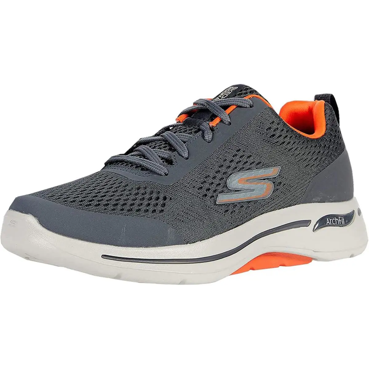 Skechers Men`s Go Walk Arch Fit-workout Walking Shoe Air Cooled Foam Med X Wid - Charcoal/Orange