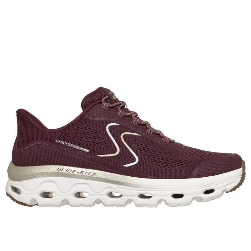 Skechers Women`s Glide-step Sole Hands Free Slip-ins Burgundy Gold - 180272-BUG - BURGUNDY/GOLD