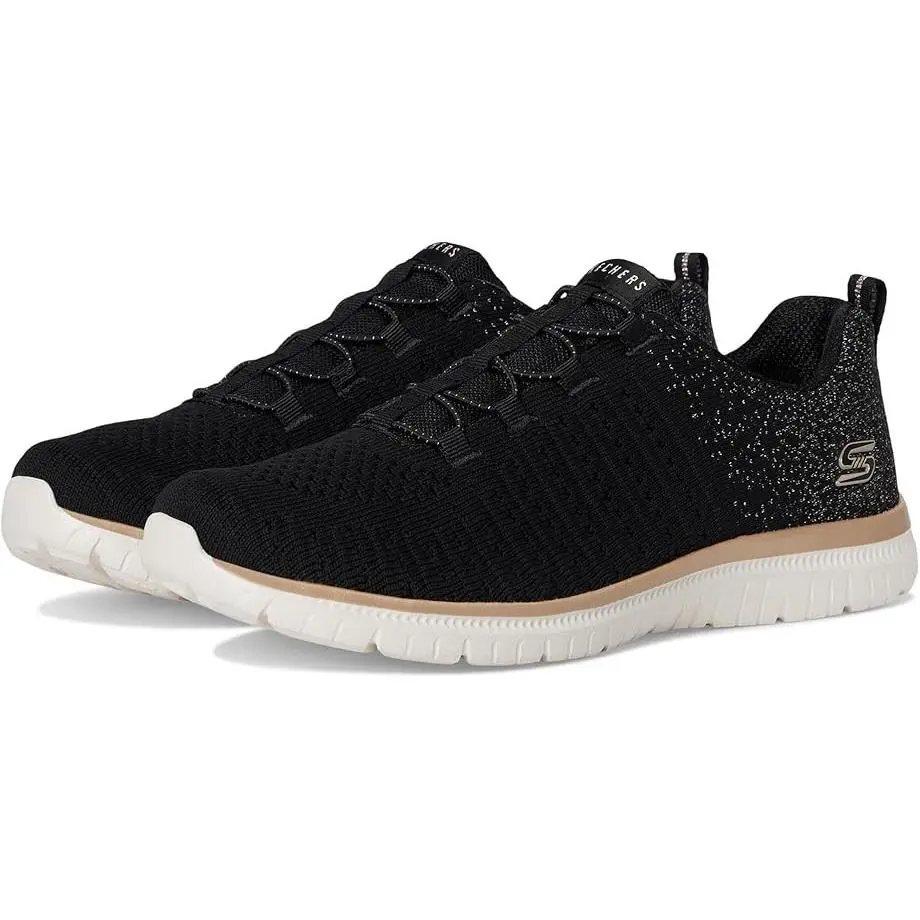 Skechers Virtue Lucent Walking Sneakers Shoes Black Rose Gold Women`s Size 8.5 - Black Rose Gold