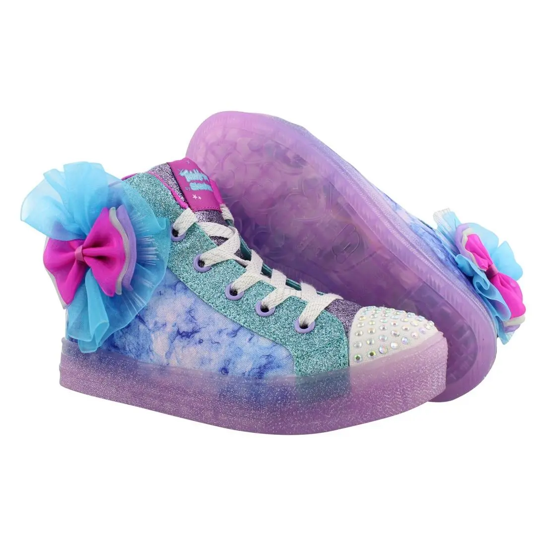 Skechers Bow Brights Girls Shoes Size 2 Color: Turquoise/multi-colored
